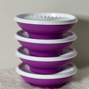 Tupperware Purple and White Stackable Bowls